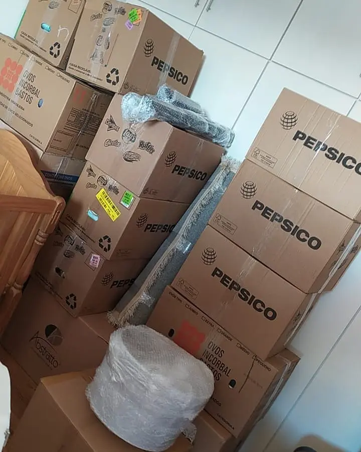 Caixas e itens protegidos para transporte
